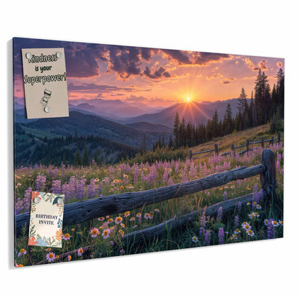 Metall Magnettafel mit dem Motiv Lila Blüten am Zaun