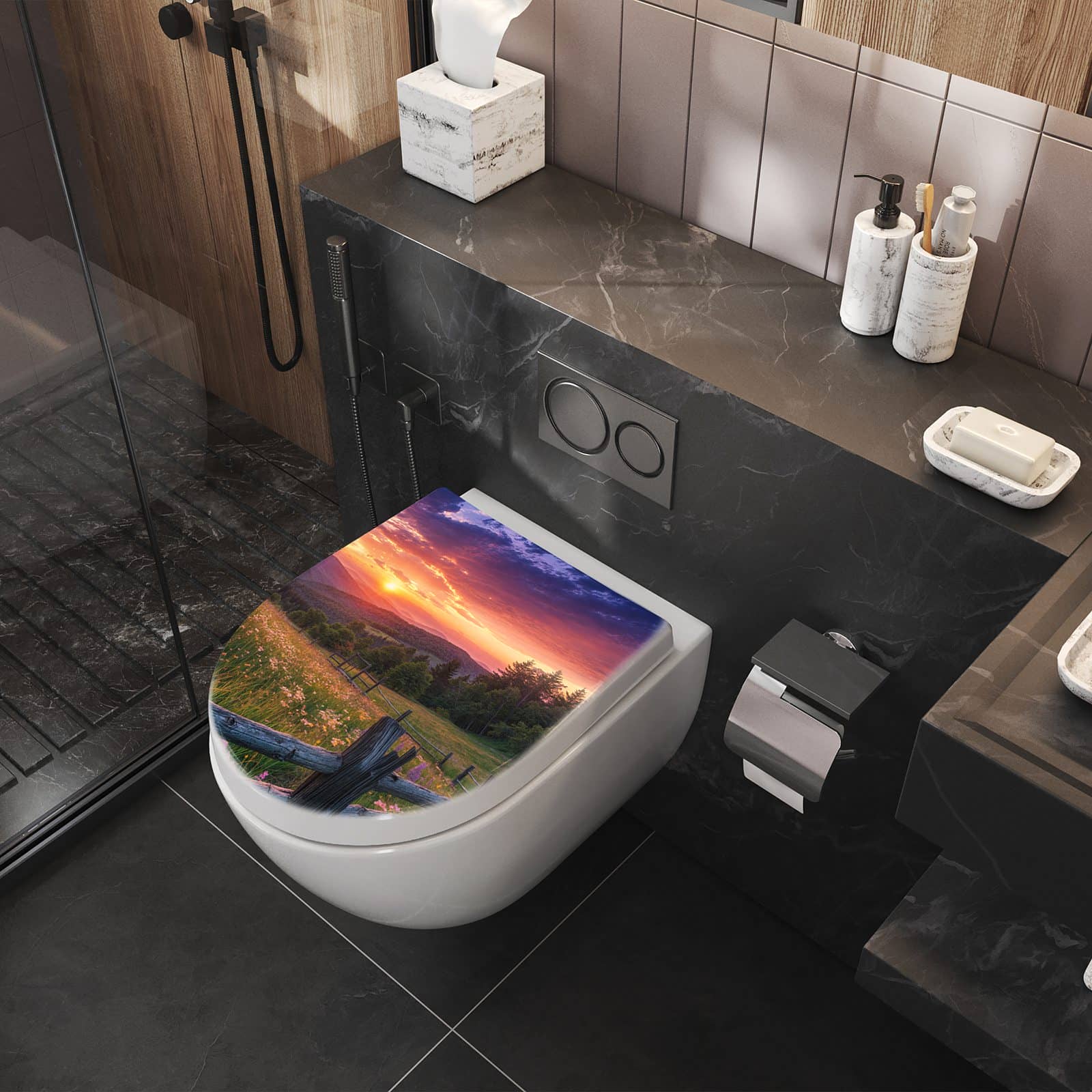 WC-Sitz mit Absenkautomatik Wiese von Sonnenuntergang