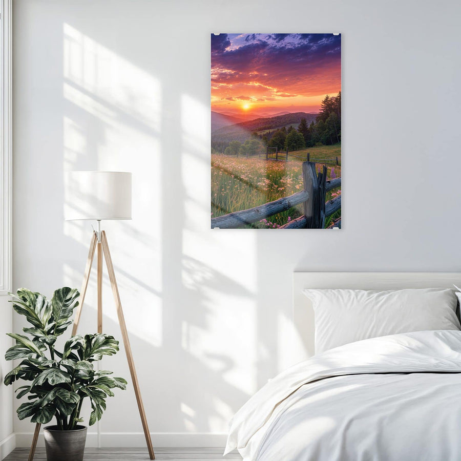 Maße Wandbild - Blumenwiese mit Holzzaun - Hochformat