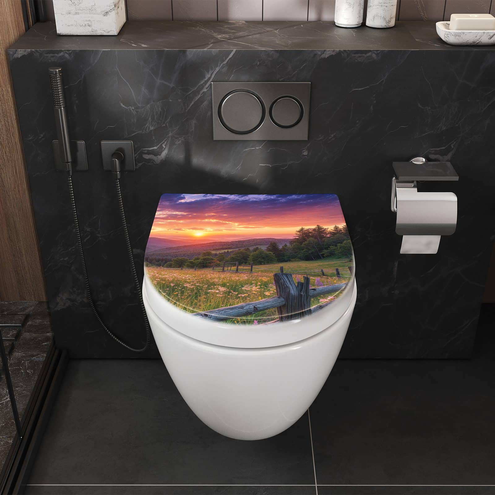 WC-Sitz mit Absenkautomatik Wiese von Sonnenuntergang
