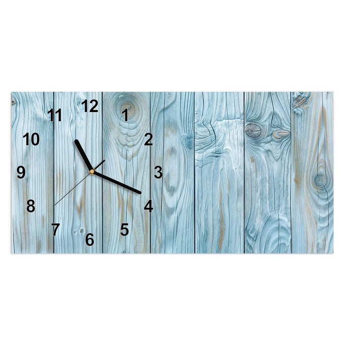 Wanduhr Holzbretterdekor aus Glas – Querformat 60 × 30 cm mit Ziffernblatt Modern