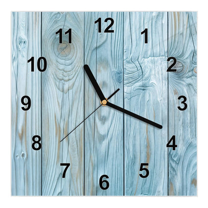 Wanduhr Quadratisch mit dem Motiv Hellblaue Holzbretter