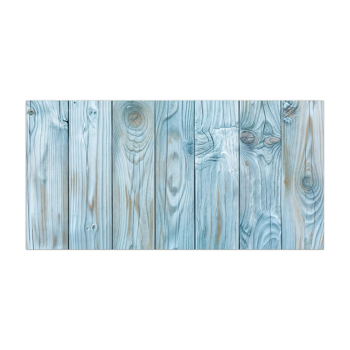 Küchenrückwand aus Glas Hellblaue Holzbretter im Hochformat, Motiv bildfüllend von vorn
