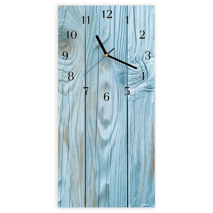 Wanduhr Holzbretterdekor aus Glas – Hochformat 30 × 60 cm mit Ziffernblatt Klassisch