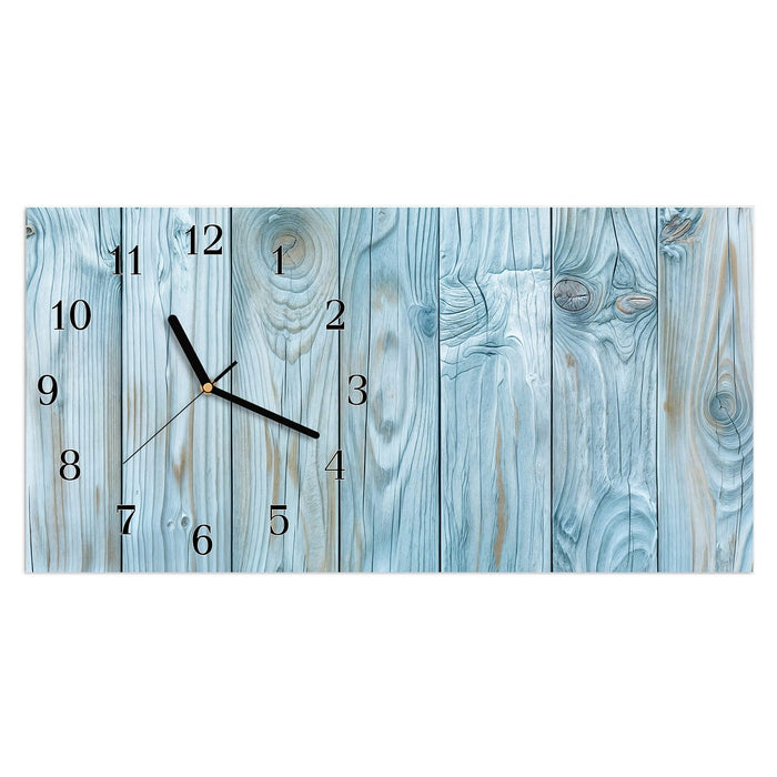Wanduhr Holzbretterdekor aus Glas – Querformat 60 × 30 cm mit Ziffernblatt Klassisch
