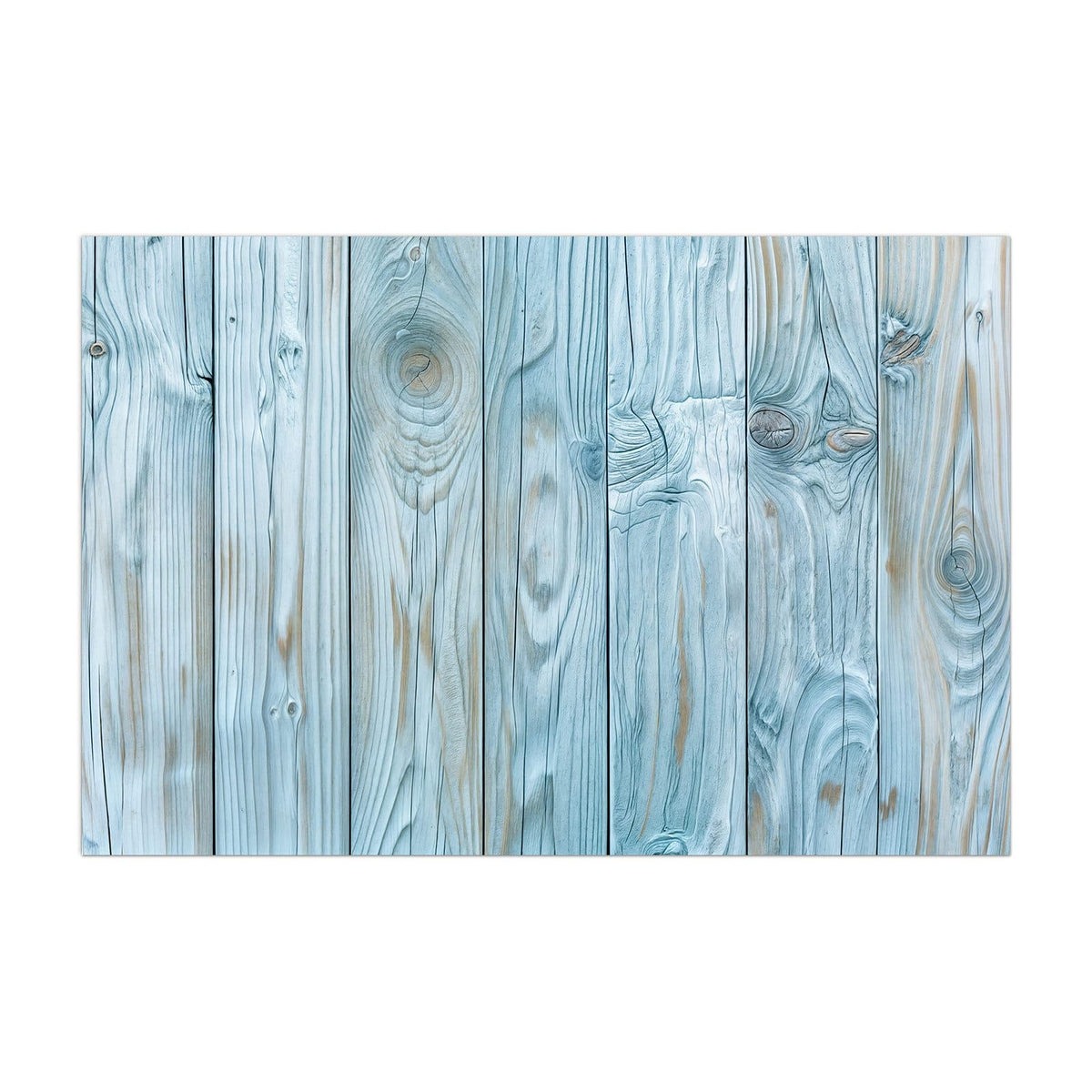 Küchenrückwand aus Glas Hellblaue Holzbretter im Hochformat, Motiv bildfüllend von vorn
