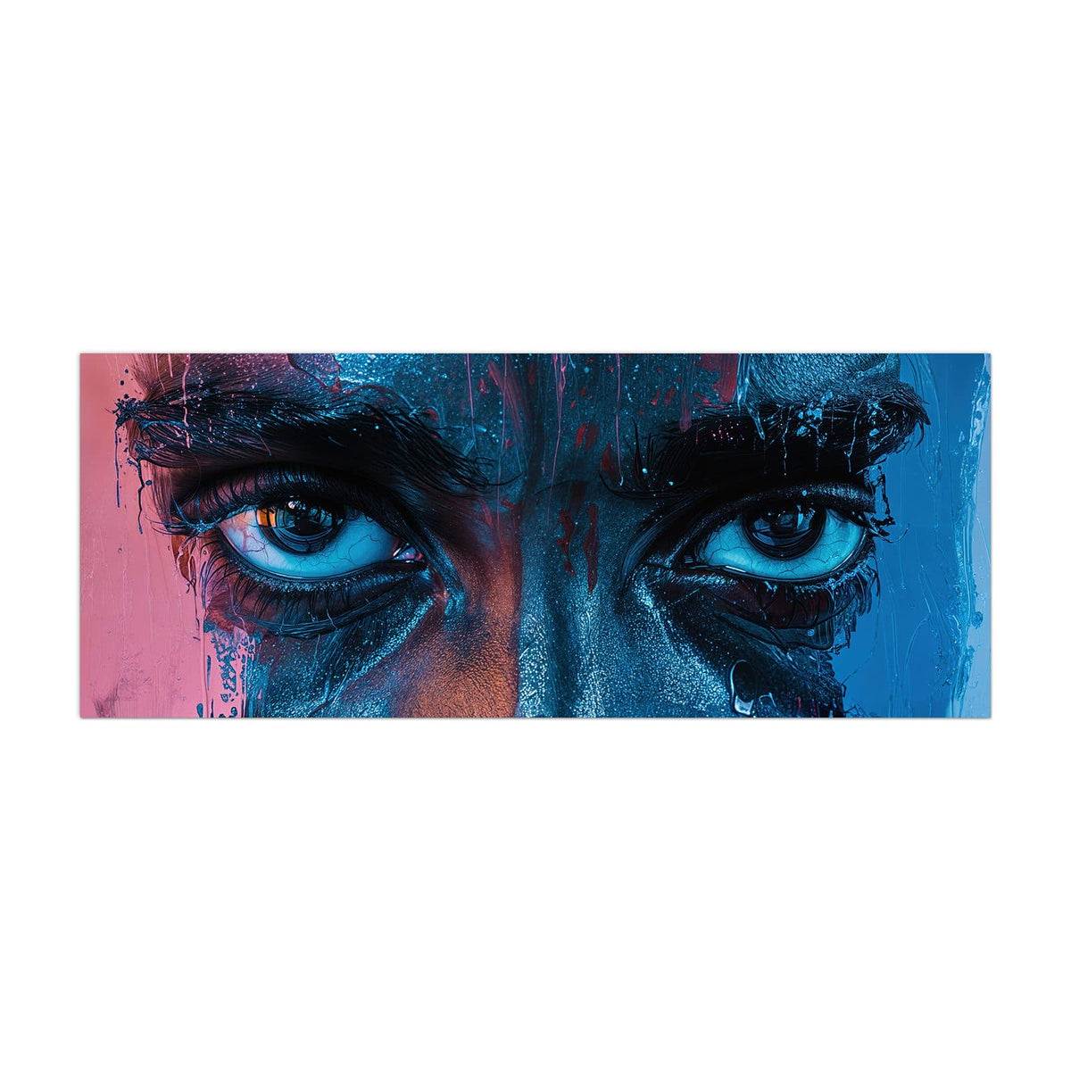 Küchenrückwand aus Glas Gemaltes Auge in Blau im Hochformat, Motiv bildfüllend von vorn