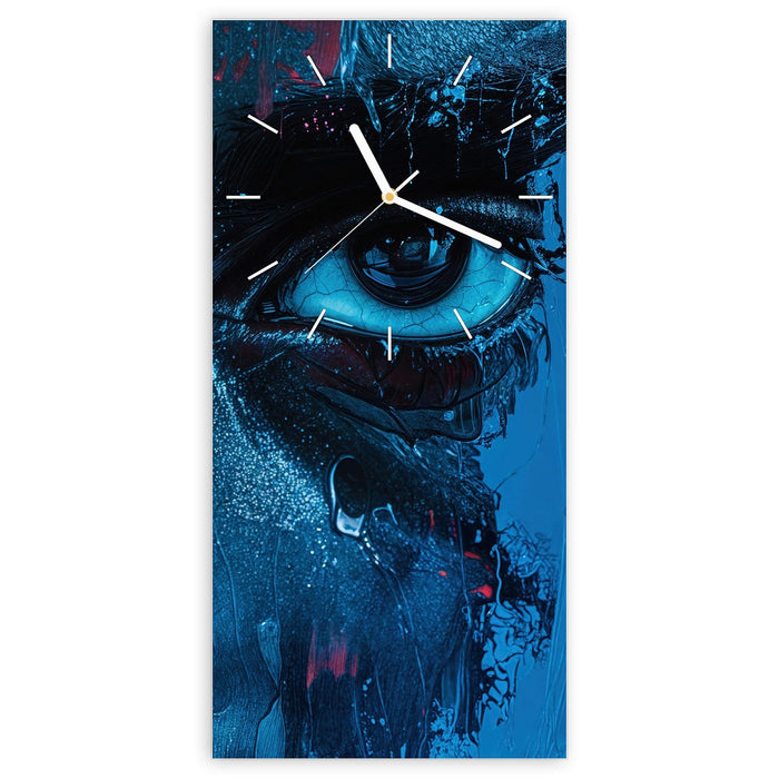Wanduhr Blick ins Unbekannte aus Glas – Hochformat 30 × 60 cm mit Ziffernblatt Linie