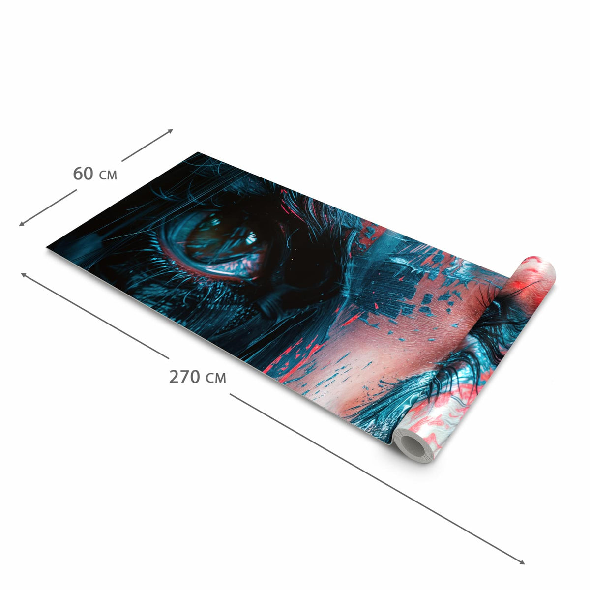 Hygienischer rutschfester Küchenläufer mit Motiv Kunstvolle Augen in der Grösse 60x270 cm