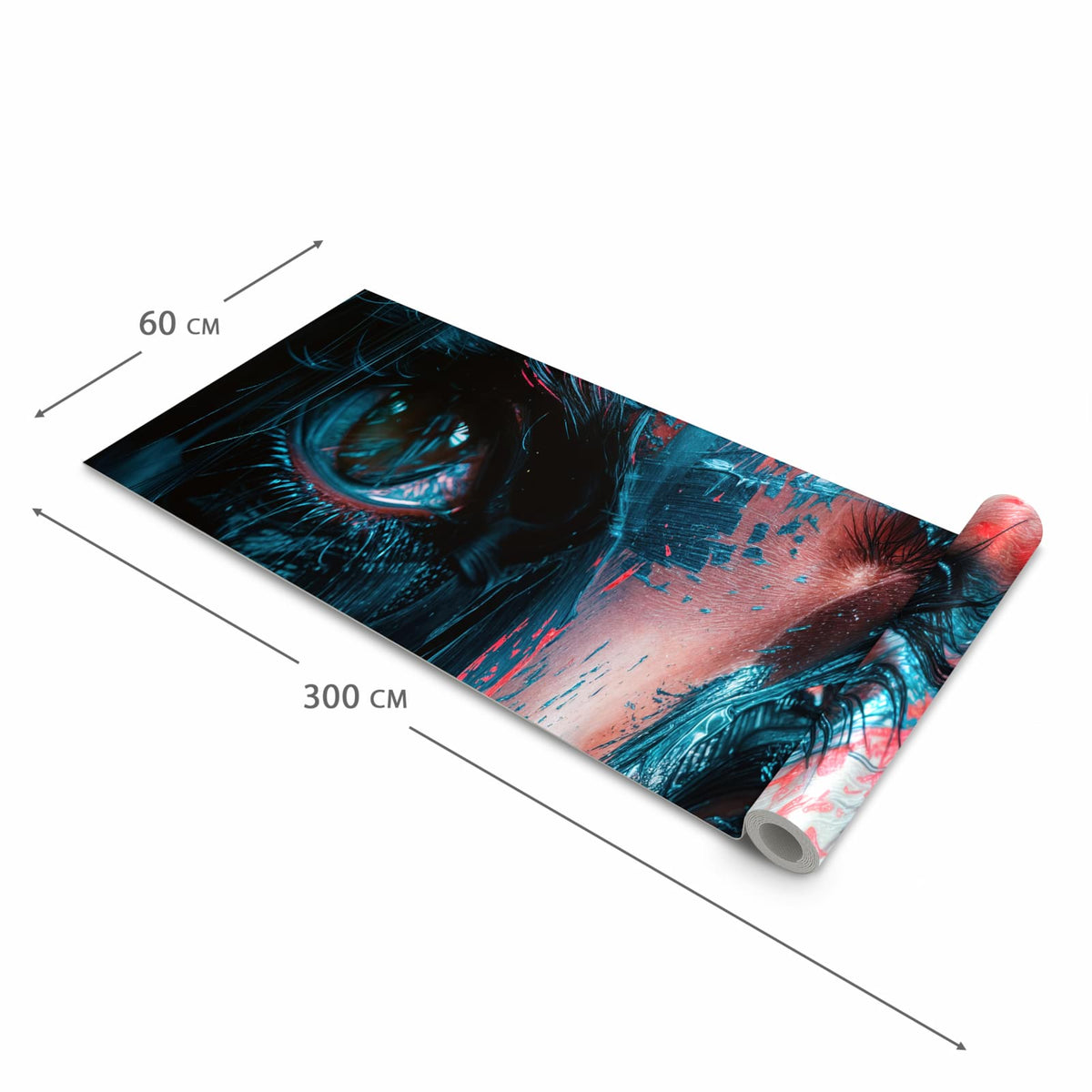 Strapazierfähiger moderner Küchenläufer mit Motiv Kunstvolle Augen in der Größe 60x270 cm