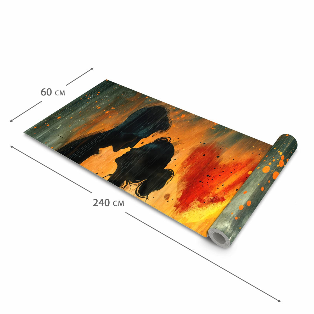 Formstabiler waschbarer Küchenteppich mit Motiv Liebespaar im Regen in der Grösse 60x300 cm
