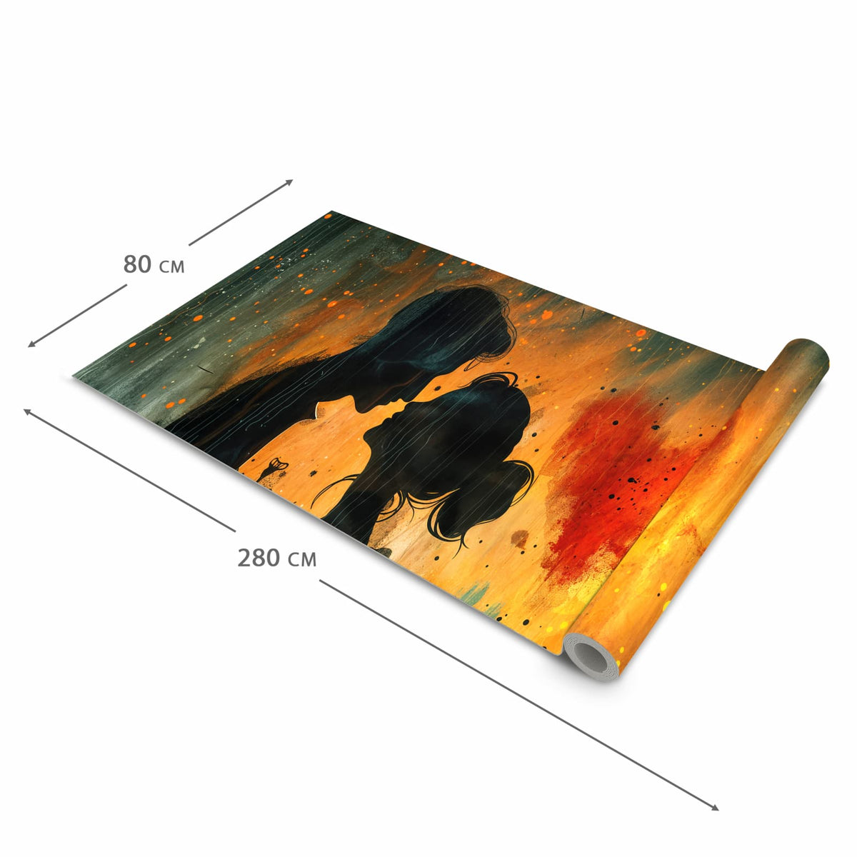 Großer Küchenteppich mit Motiv Liebespaar im Regen in der Grösse 60x300 cm für Trittkomfort