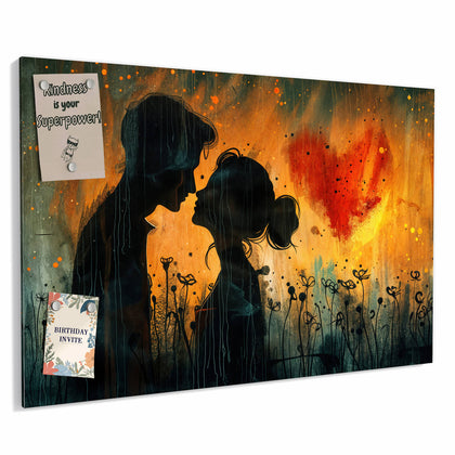 Metall Magnettafel mit dem Motiv Liebespaar mit Herz