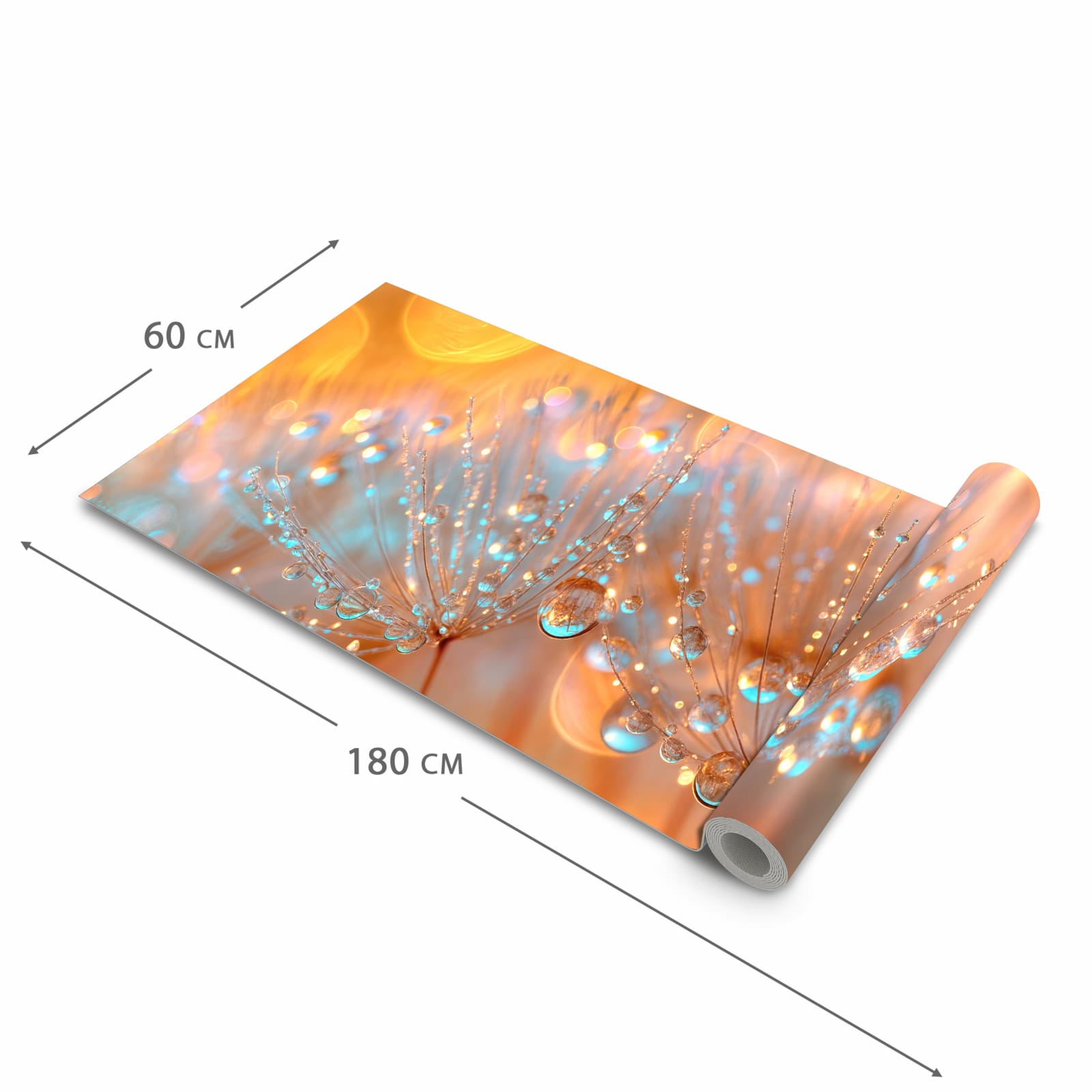 Komfortabler waschbarer Läufer für die Küche mit Motiv Pusteblumen Tropfen in der Grösse 60x270 cm