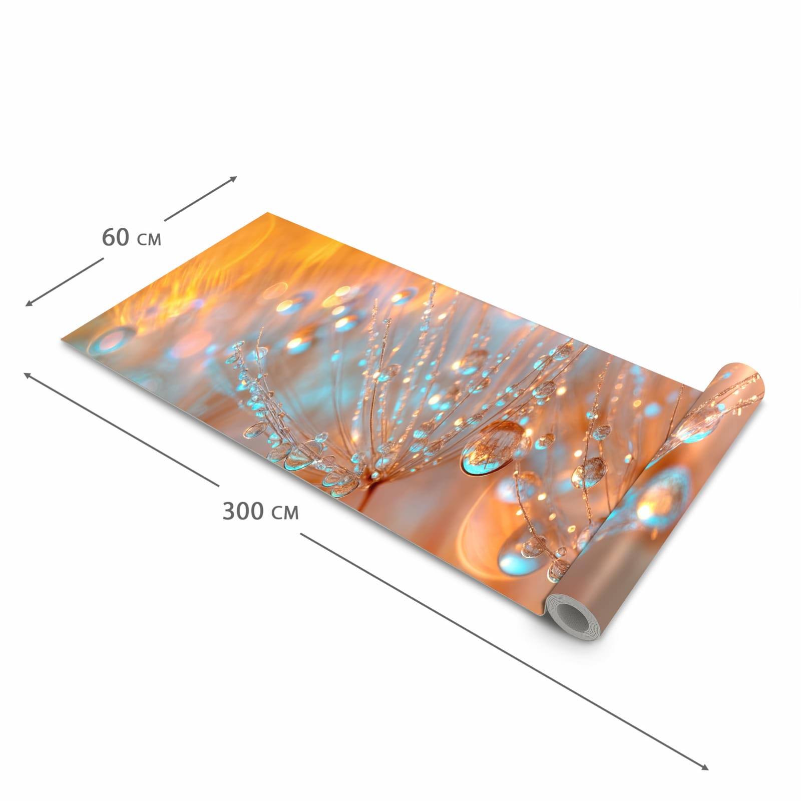 Küchenläufer für Eingangsbereich mit Motiv Pusteblumen Tropfen in der Größe 60x270 cm - angenehme Haptik