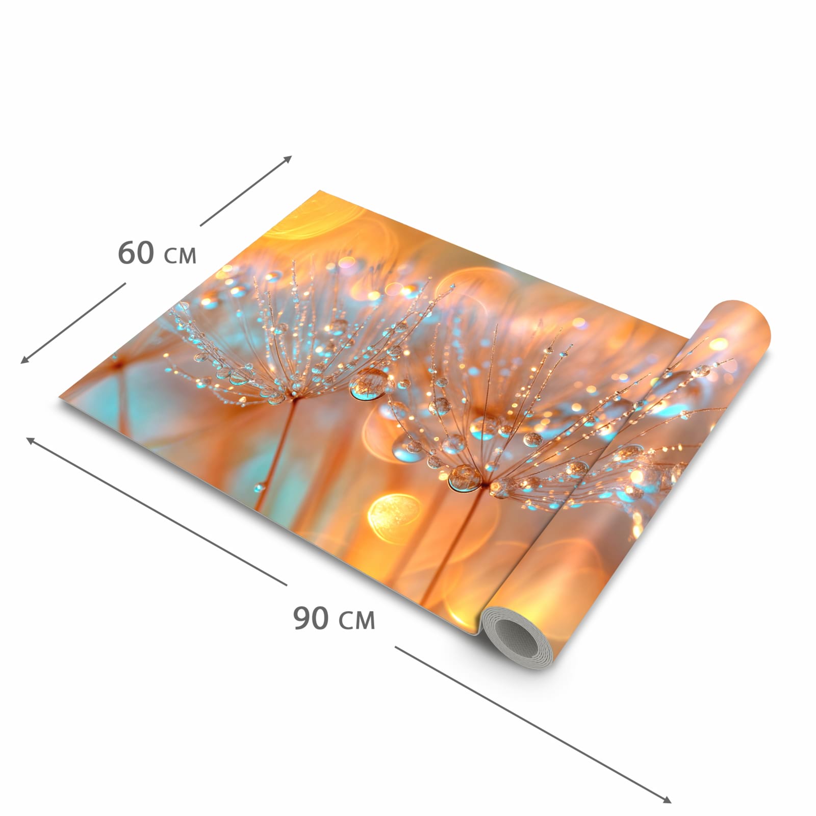 Hygienischer rutschfester Läufer mit Motiv Pusteblumen Tropfen in der Grösse 60x270 cm
