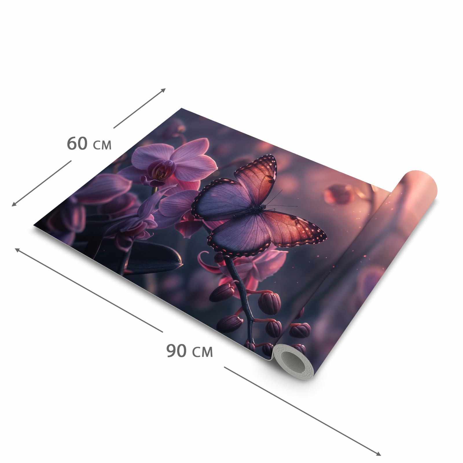 UV-beständiger Läufer für die Küche mit Motiv Schmetterling Blüte in der Grösse 60x270 cm