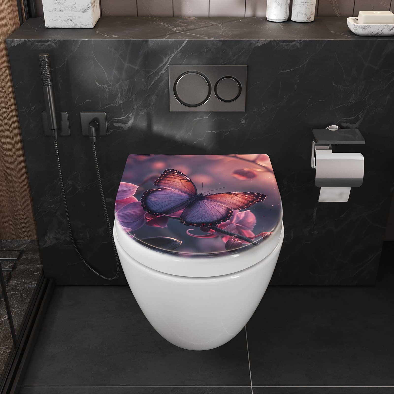 WC-Sitz mit Absenkautomatik Schmetterling Blüte