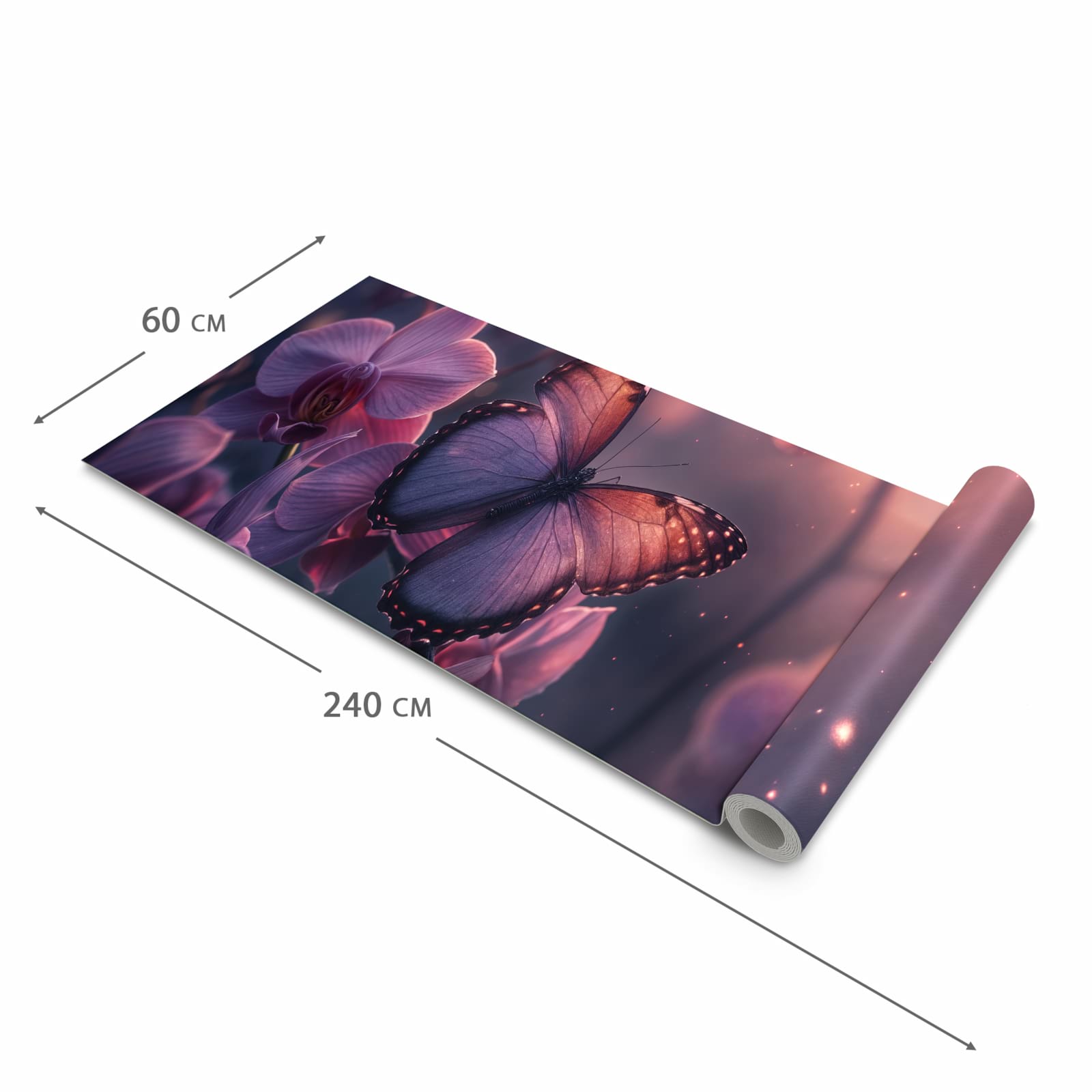 Zeitsparender Küchenteppich mit Motiv Schmetterling Blüte in der Grösse 60x270 cm