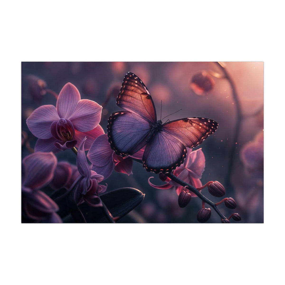 Küchenrückwand aus Glas Lila Schmetterling im Hochformat, Motiv bildfüllend von vorn
