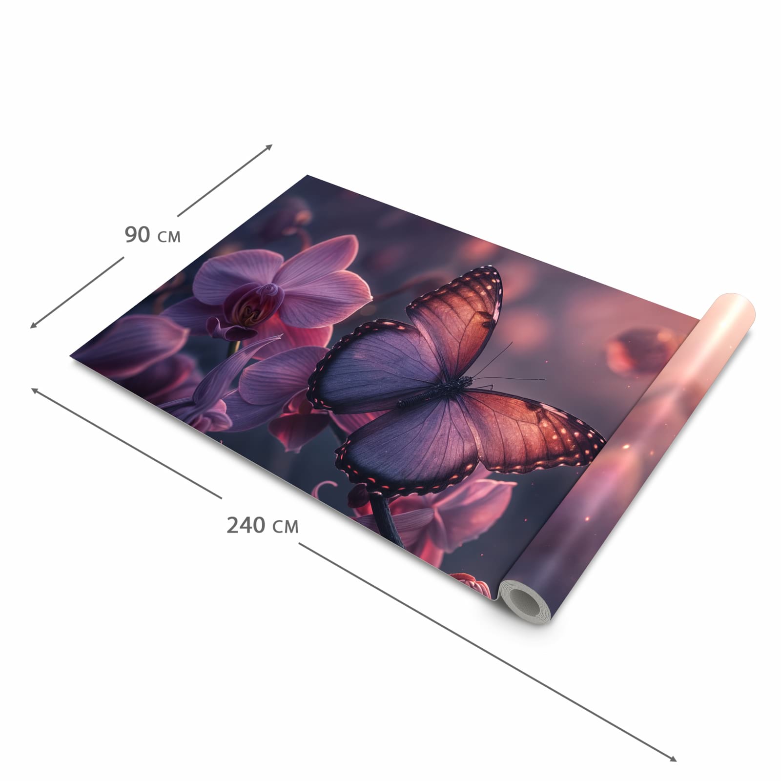 Langlebiger Küchenläufer mit Motiv Schmetterling Blüte in der Grösse 60x270 cm