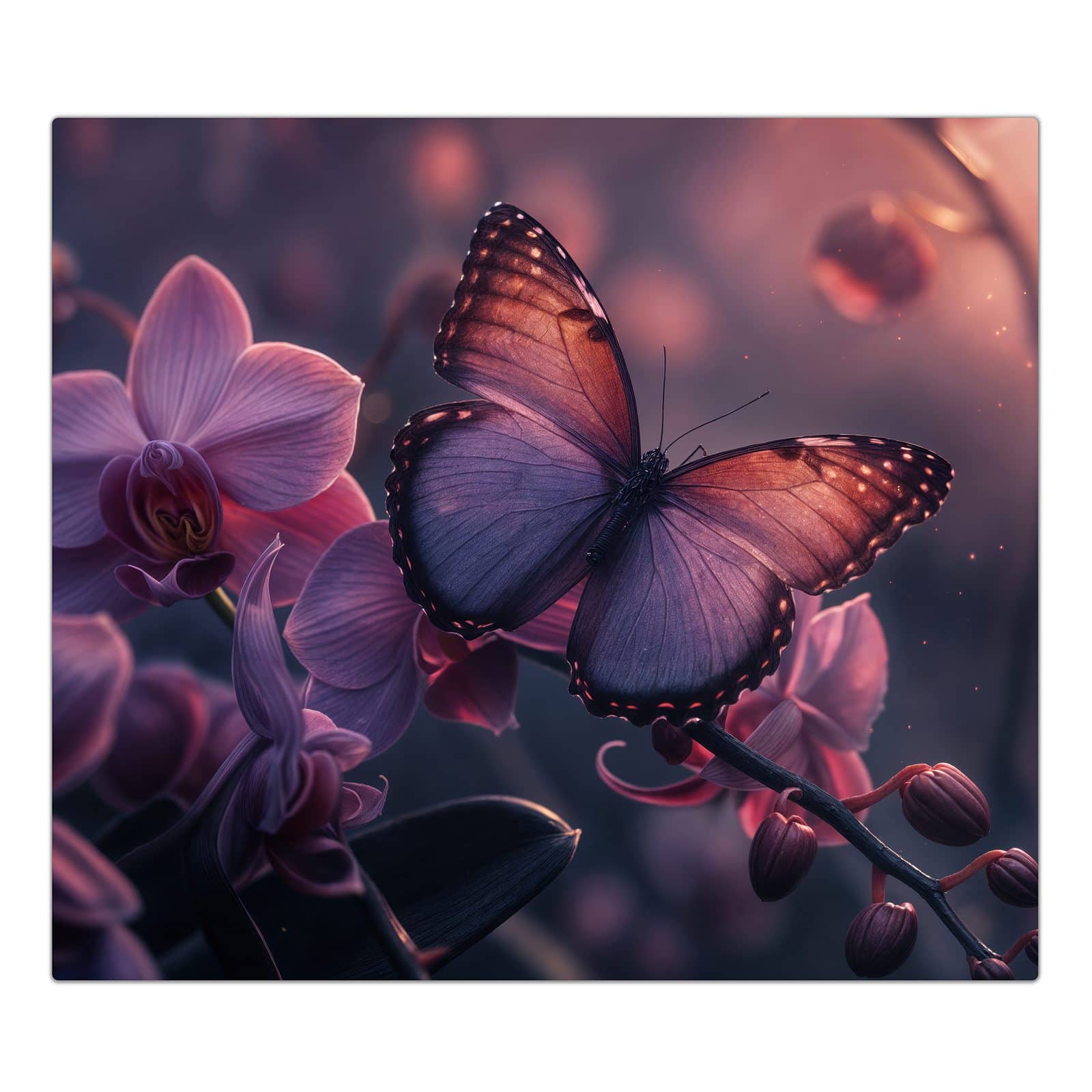 1-teilige Ceranfeld Abdeckungen mit Schmetterling Blüte-Motiv in der Frontansicht #grösse_1-Teilig (60x52cm)