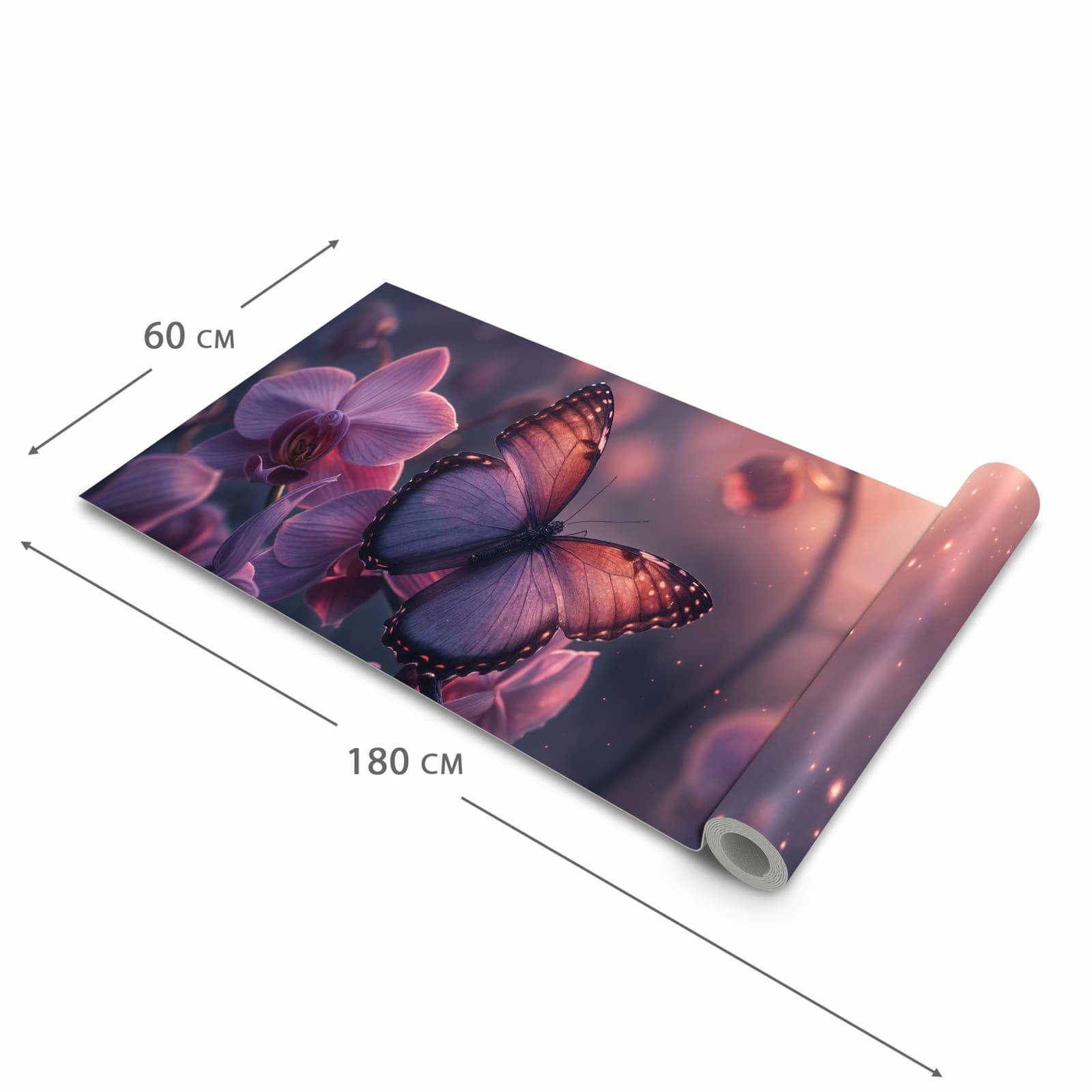 Küchenteppich mit Motiv Schmetterling Blüte in der Grösse 60x270 cm für sichere Aufbewahrung