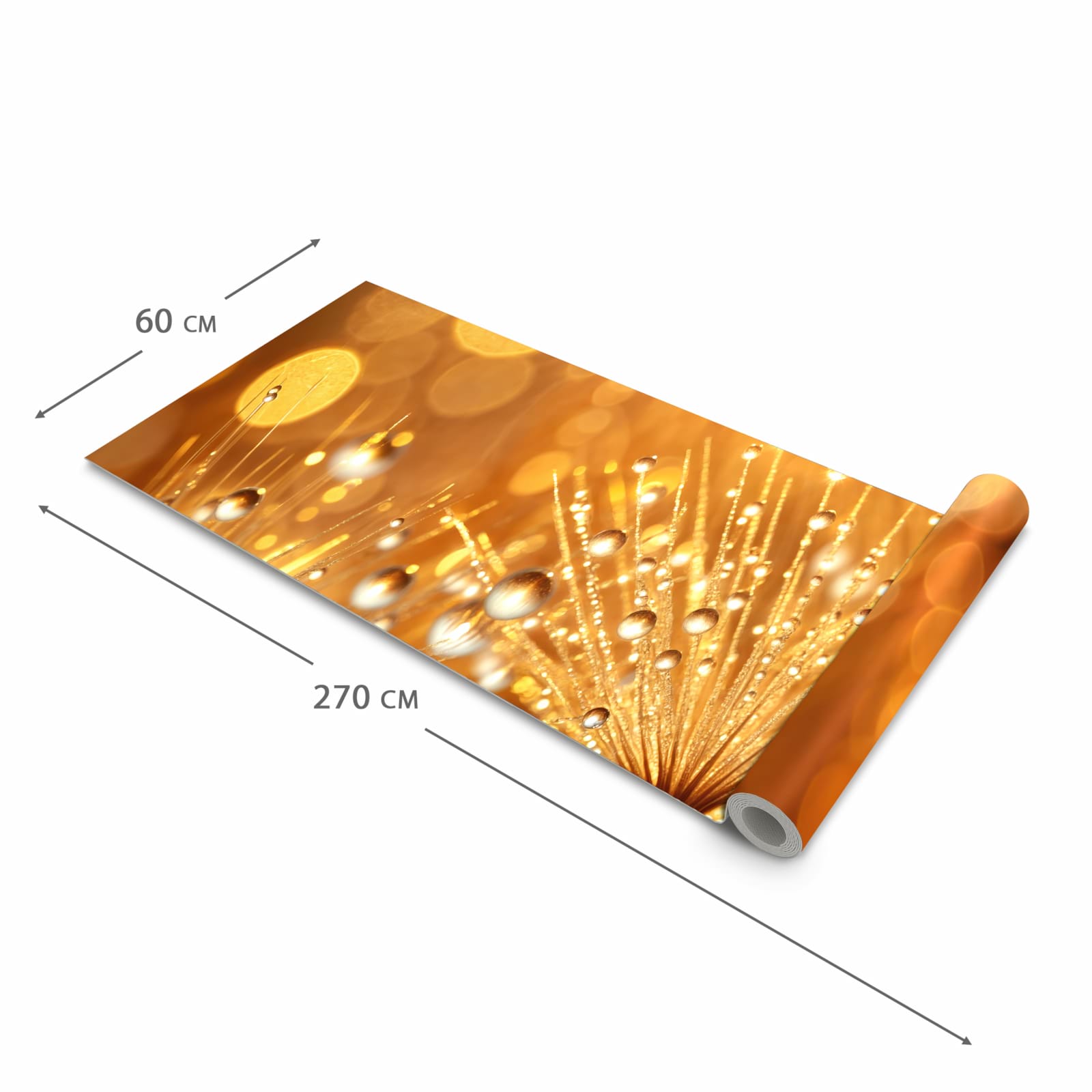 Hygienischer rutschfester Küchenläufer mit Motiv Löwenzahn Tropfen in der Grösse 60x270 cm