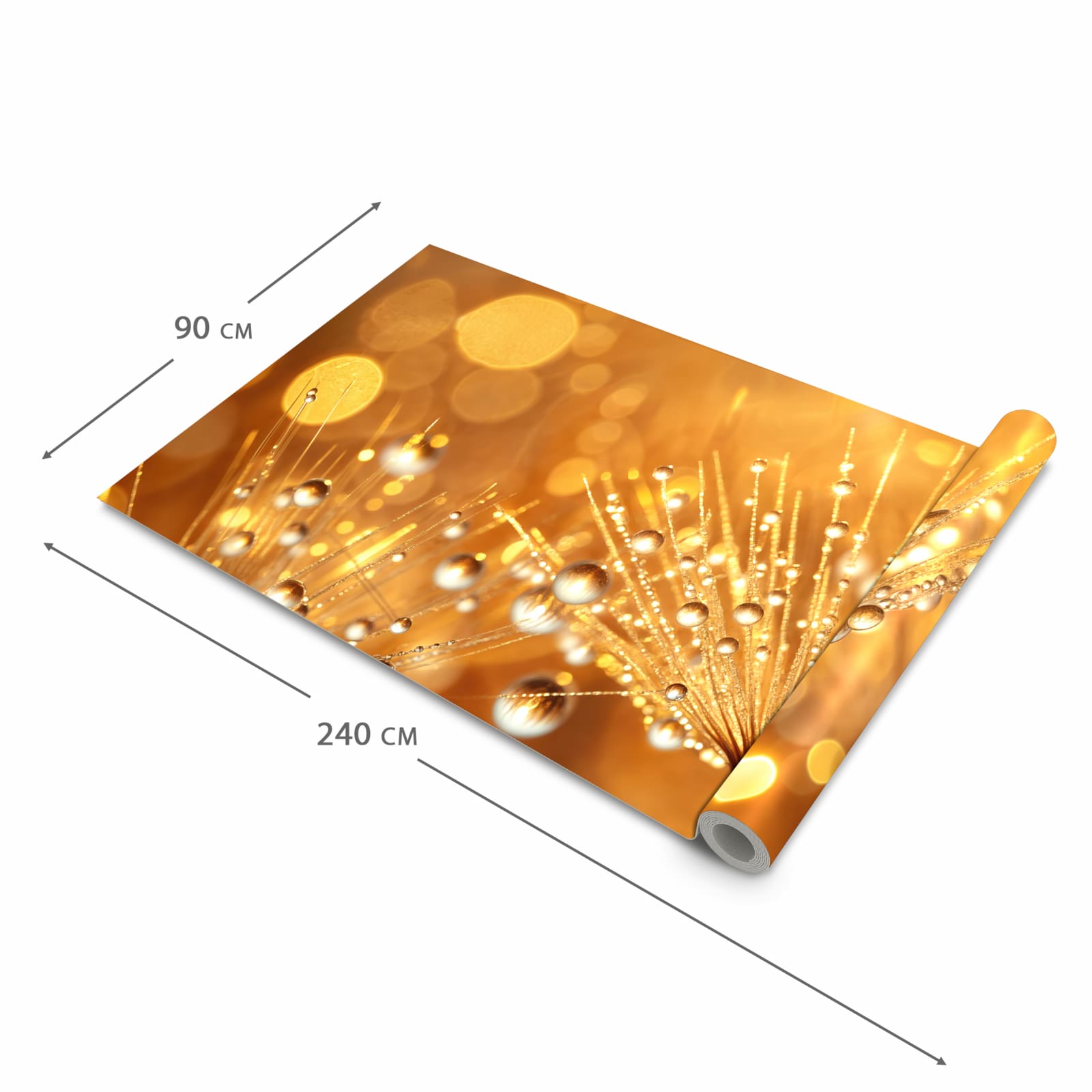 Bodenschonender Küchenteppich mit Motiv Löwenzahn Tropfen in der Grösse 60x270 cm