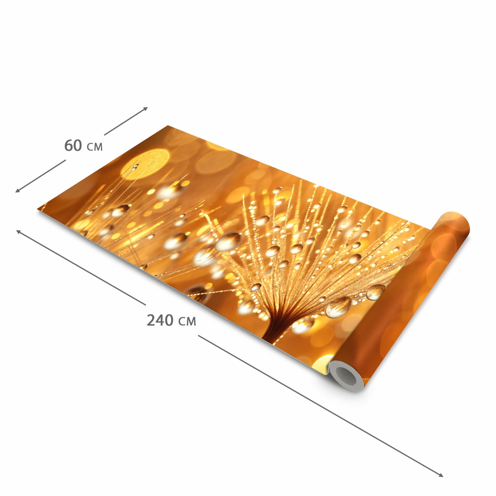 Küchenläufer mit angenehmer Haptik und Motiv Löwenzahn Tropfen in der Grösse 60x270 cm