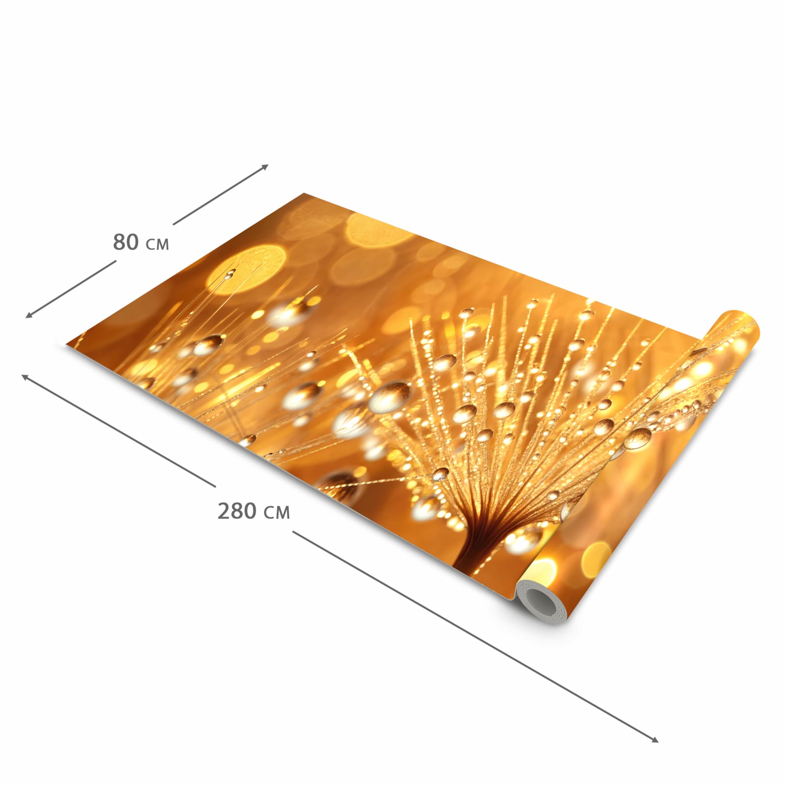 Feuchtigkeitsresistenter Küchenläufer mit Motiv Löwenzahn Tropfen in der Größe 60x270 cm