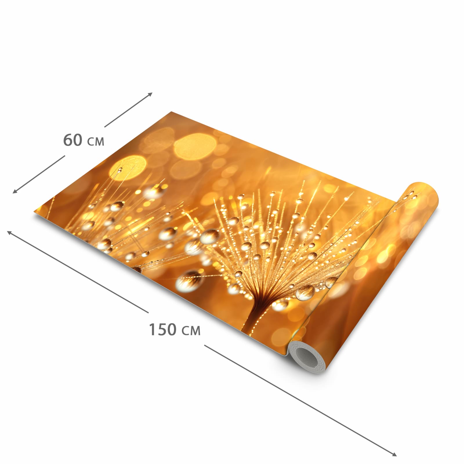 Rutschfester Küchenläufer mit Motiv Löwenzahn Tropfen in der Grösse 60x240 cm
