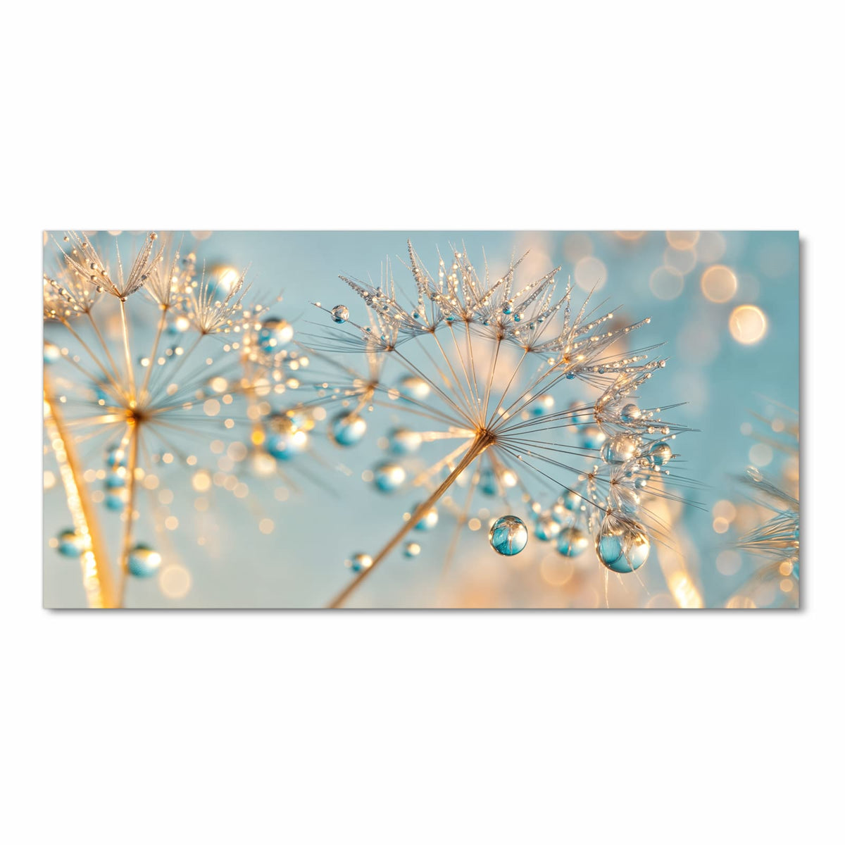 Rutschfester Küchenläufer mit Motiv Pusteblume Wassertropfen in Frontansicht für sicheren Stand