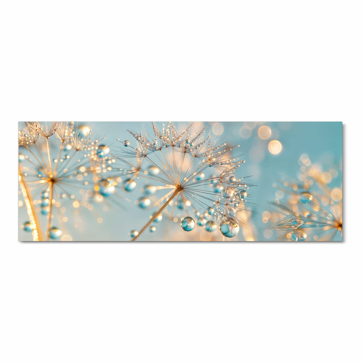 Küchenteppich mit Motiv Pusteblume Wassertropfen in Frontansicht für Ordnung & Übersicht