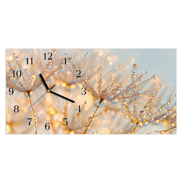 Wanduhr Tautropfen Panorama aus Glas – Querformat 60 × 30 cm mit Ziffernblatt Klassisch