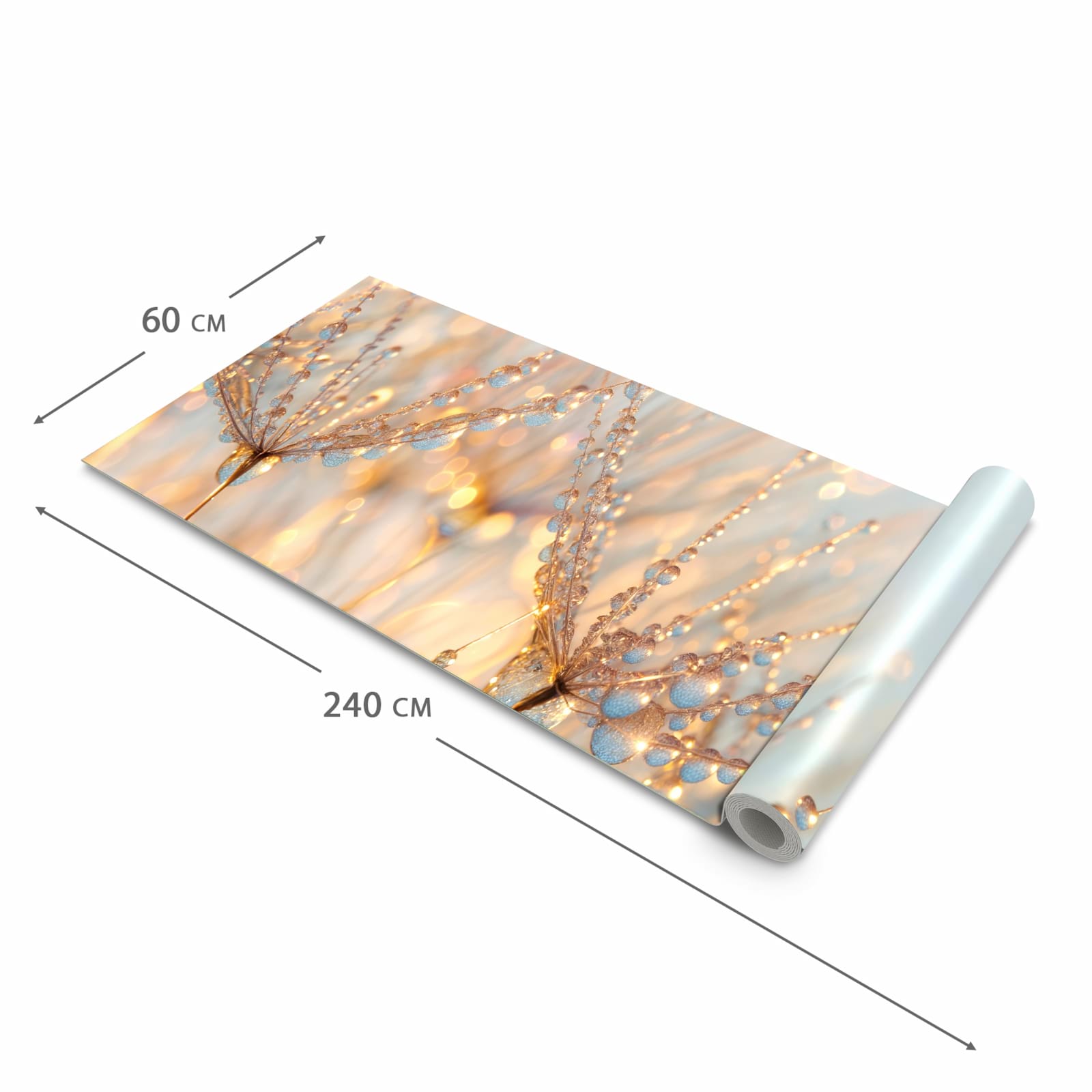 Strapazierfähiger Läufer für den Eingangsbereich mit Motiv Tautropfen Panorama in der Größe 60x240 cm