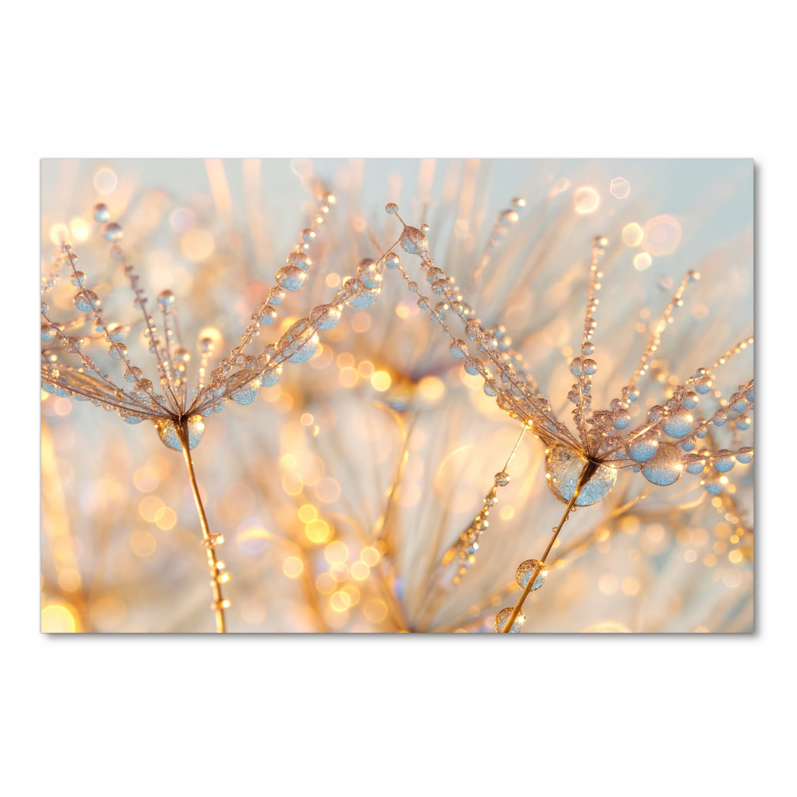 Geruchsneutraler waschbarer Küchenteppich mit Motiv Tautropfen Panorama in Frontansicht