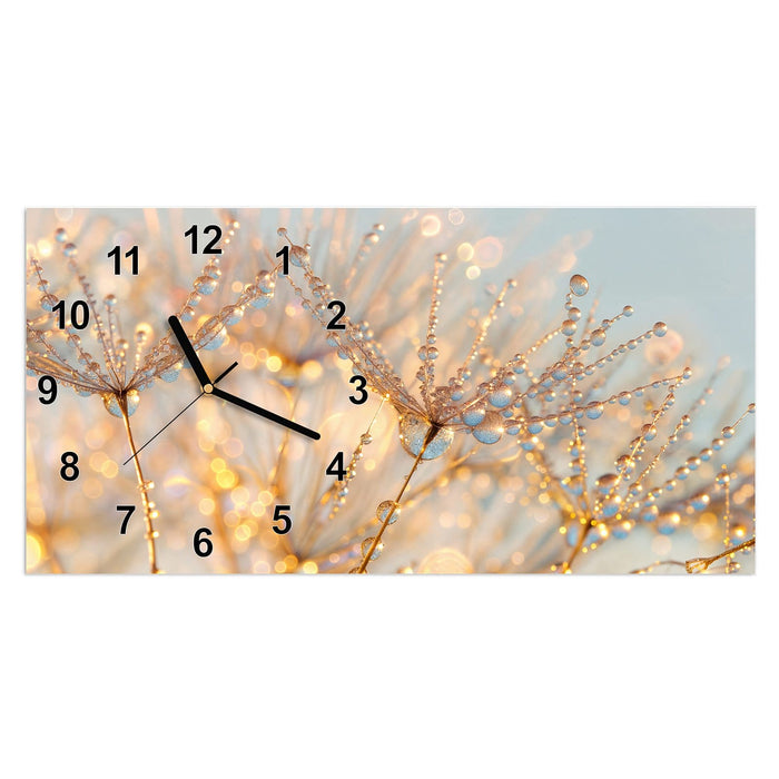 Wanduhr Tautropfen Panorama aus Glas – Querformat 60 × 30 cm mit Ziffernblatt Modern