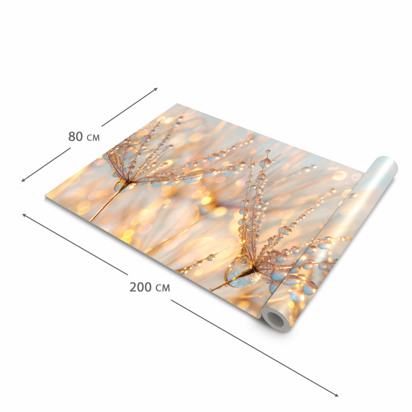 Feuchtigkeitsresistenter waschbarer Küchenteppich mit Motiv Tautropfen Panorama in der Grösse 60x240 cm