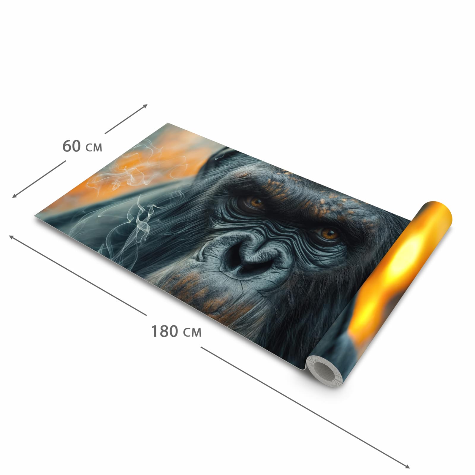 UV-beständiger Küchenteppich mit Motiv Rauchender Affe in der Grösse 60x180 cm