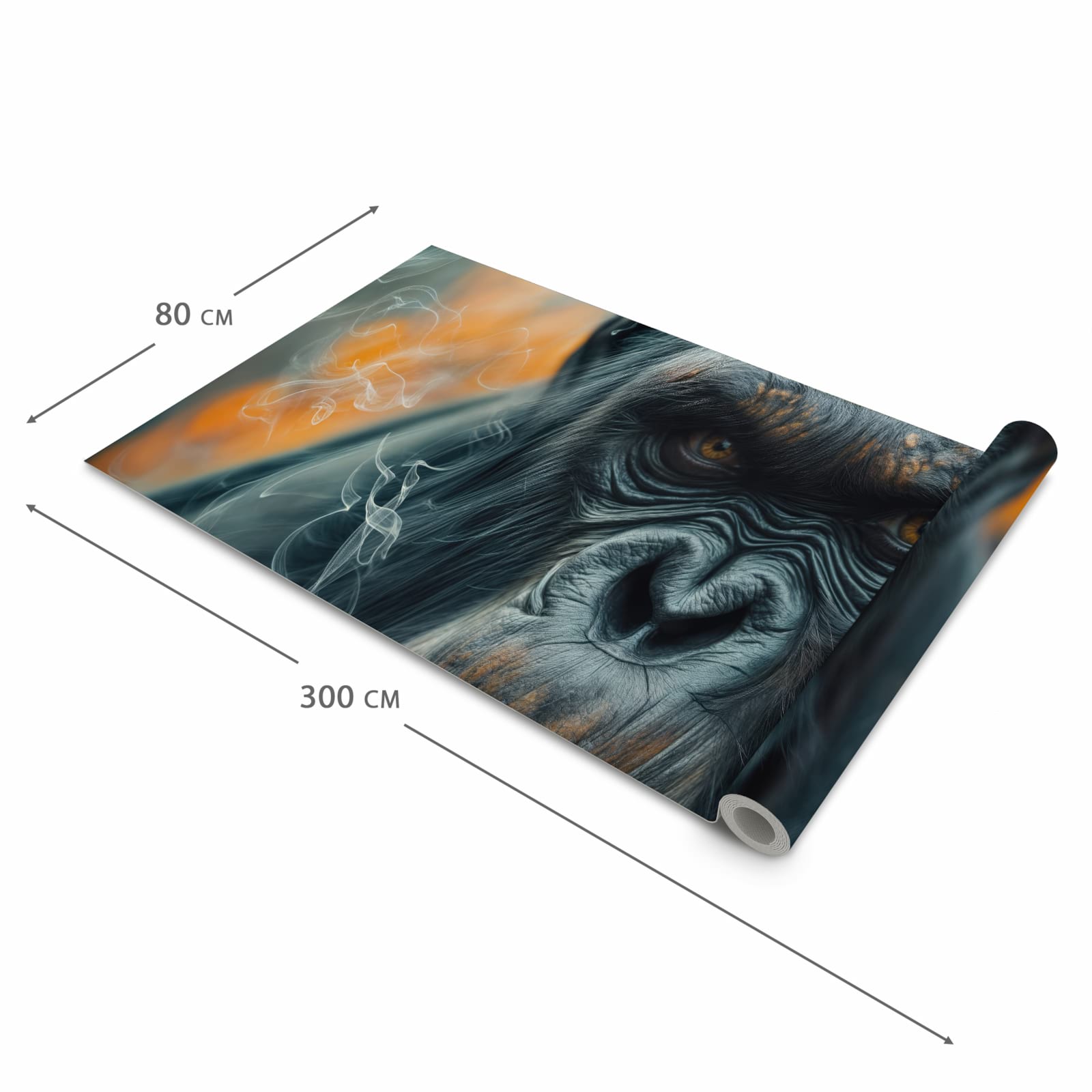 Pflegeleichter Küchenläufer mit Motiv Rauchender Affe in der Grösse 60x180 cm