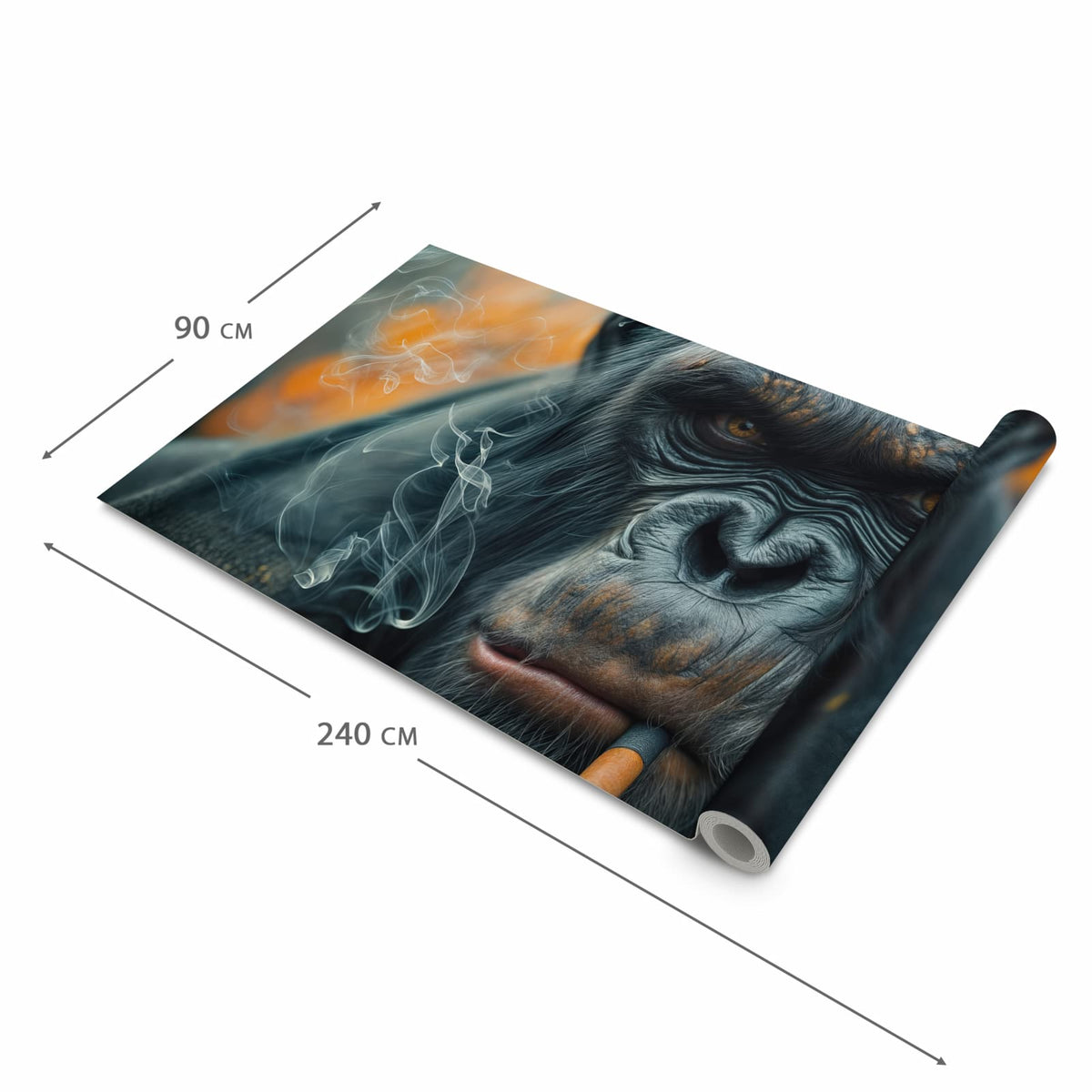 Rutschfester Teppichläufer für die Küche mit Motiv Rauchender Affe in der Grösse 60x240 cm