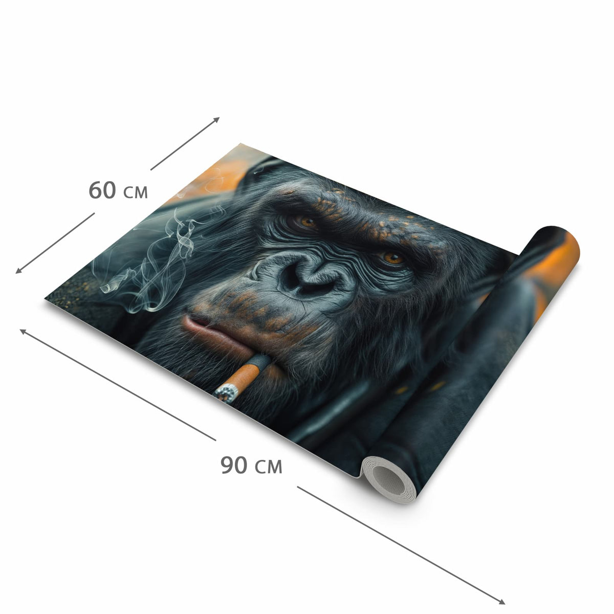 Schmutzabweisender Küchenteppich mit Motiv Rauchender Affe in der Grösse 60x180 cm