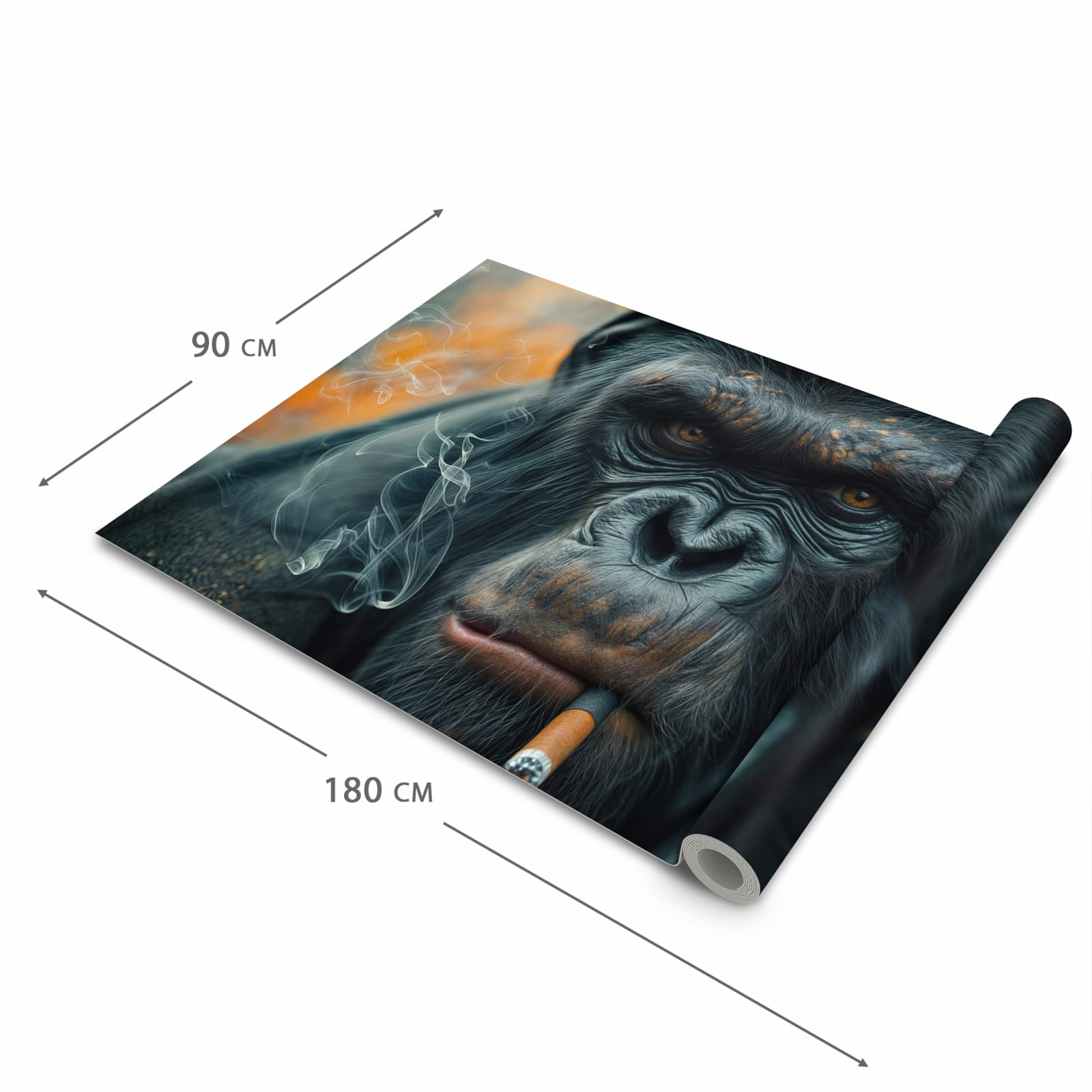 Komfortabler Küchenteppich mit Motiv Rauchender Affe in der Grösse 60x180 cm für die Küche
