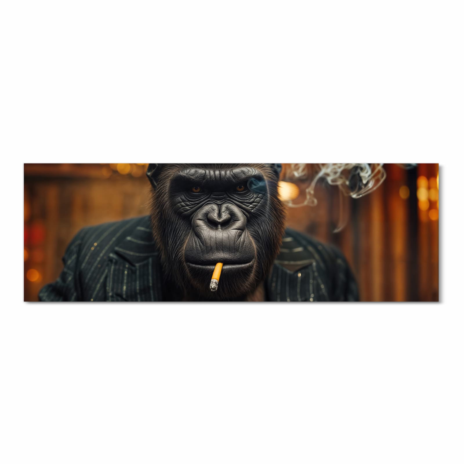 Flacher waschbarer Küchenteppich mit Motiv Rauchender Gorilla in Frontansicht