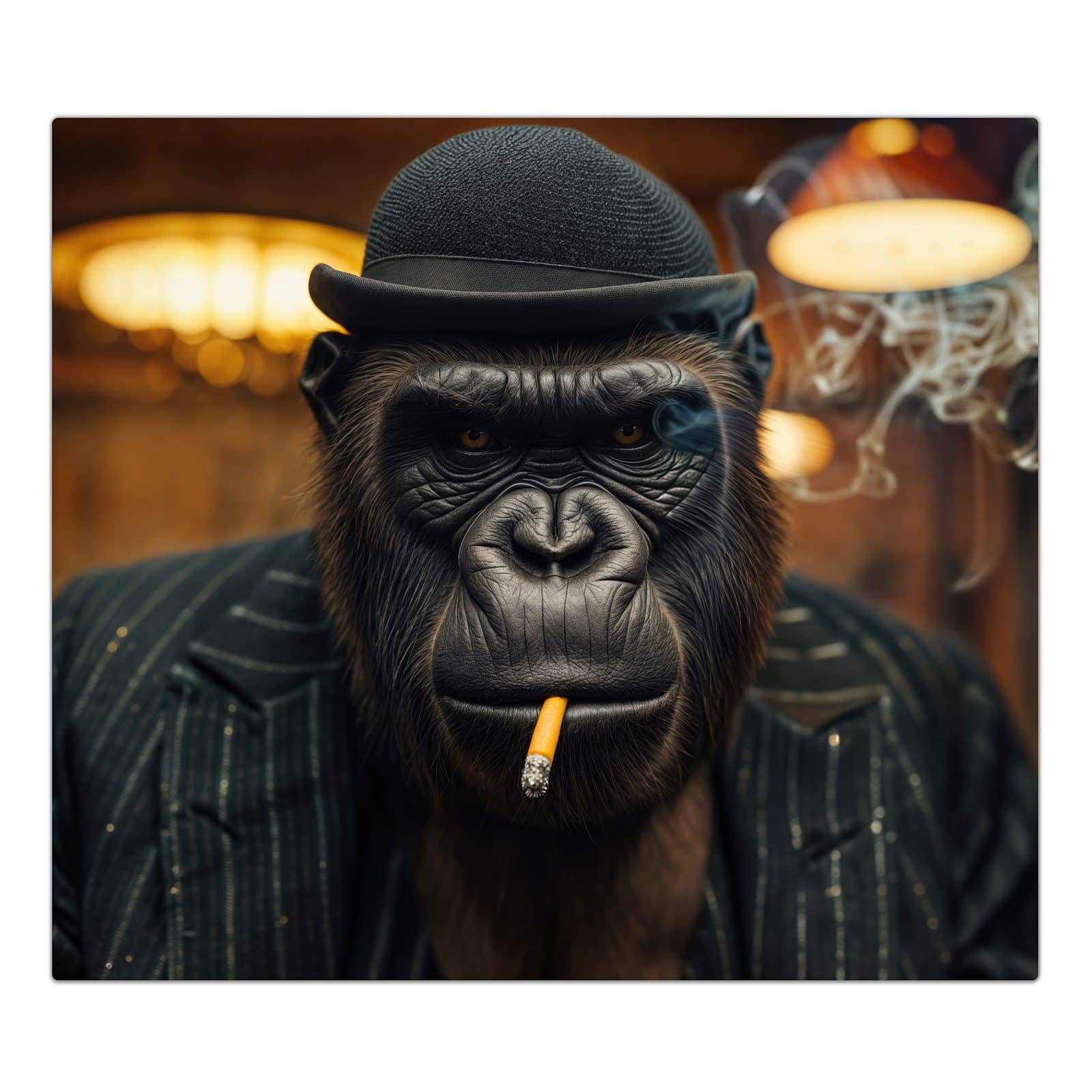 1-teilige Kochfeldabdeckung mit Rauchender Gorilla-Motiv in der Frontansicht