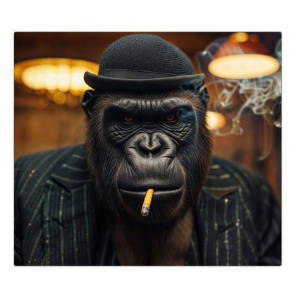 Herdabdeckplatte mit dem Motiv Gorilla im Anzug