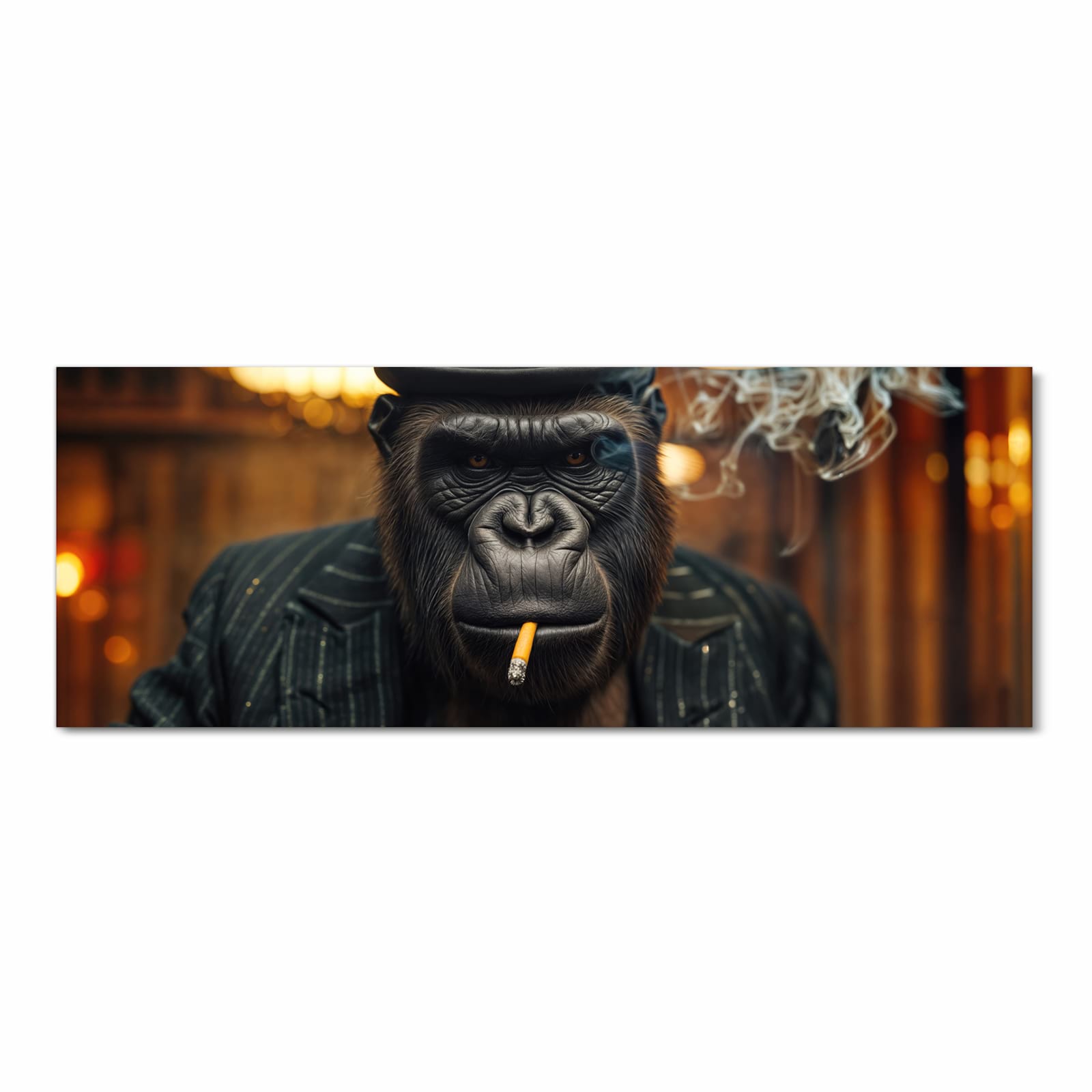 Waschbarer rutschfester Läufer mit Motiv Rauchender Gorilla in Frontansicht