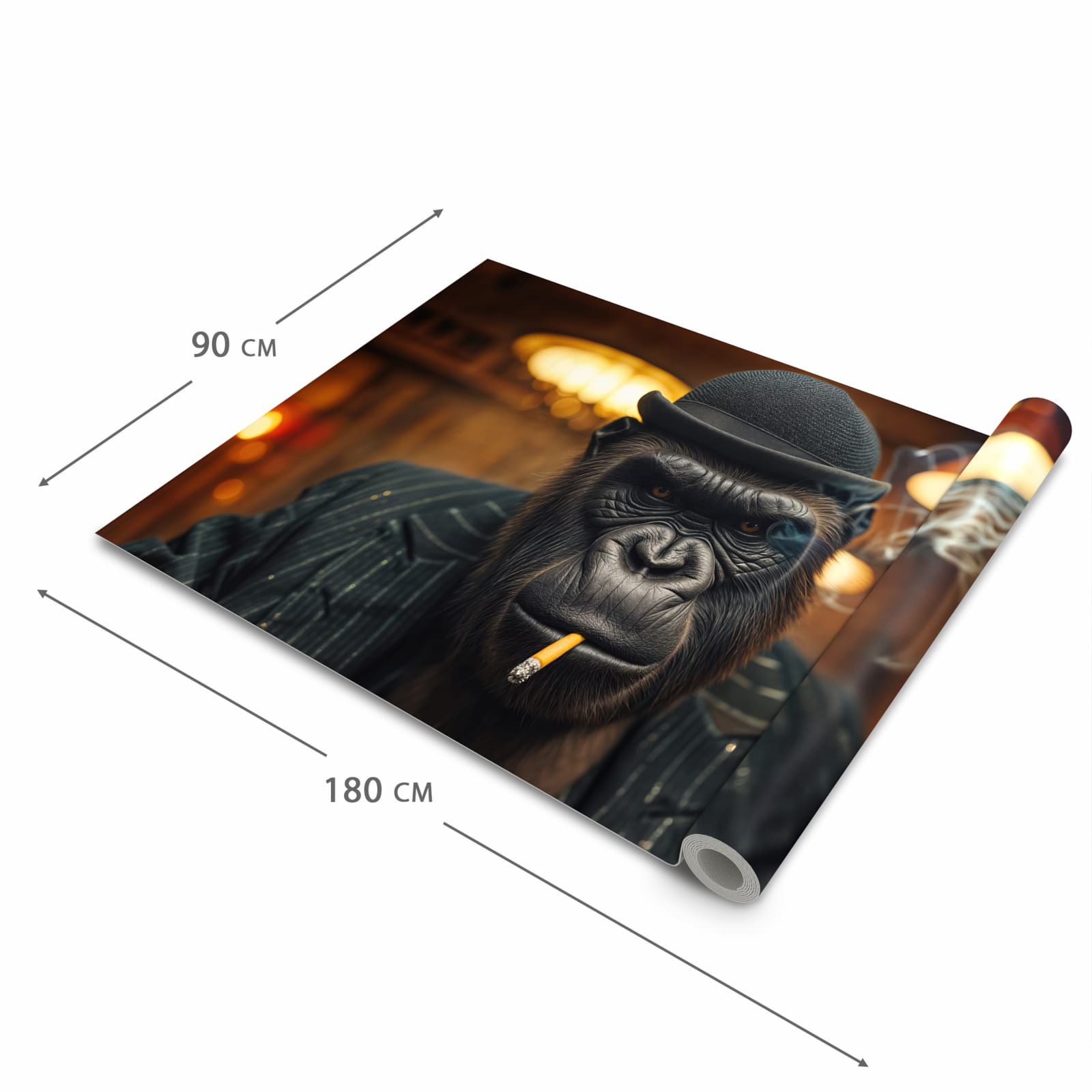 Küchenteppich mit Motiv Rauchender Gorilla in der Grösse 60x180 cm für sicheres Aufbewahren