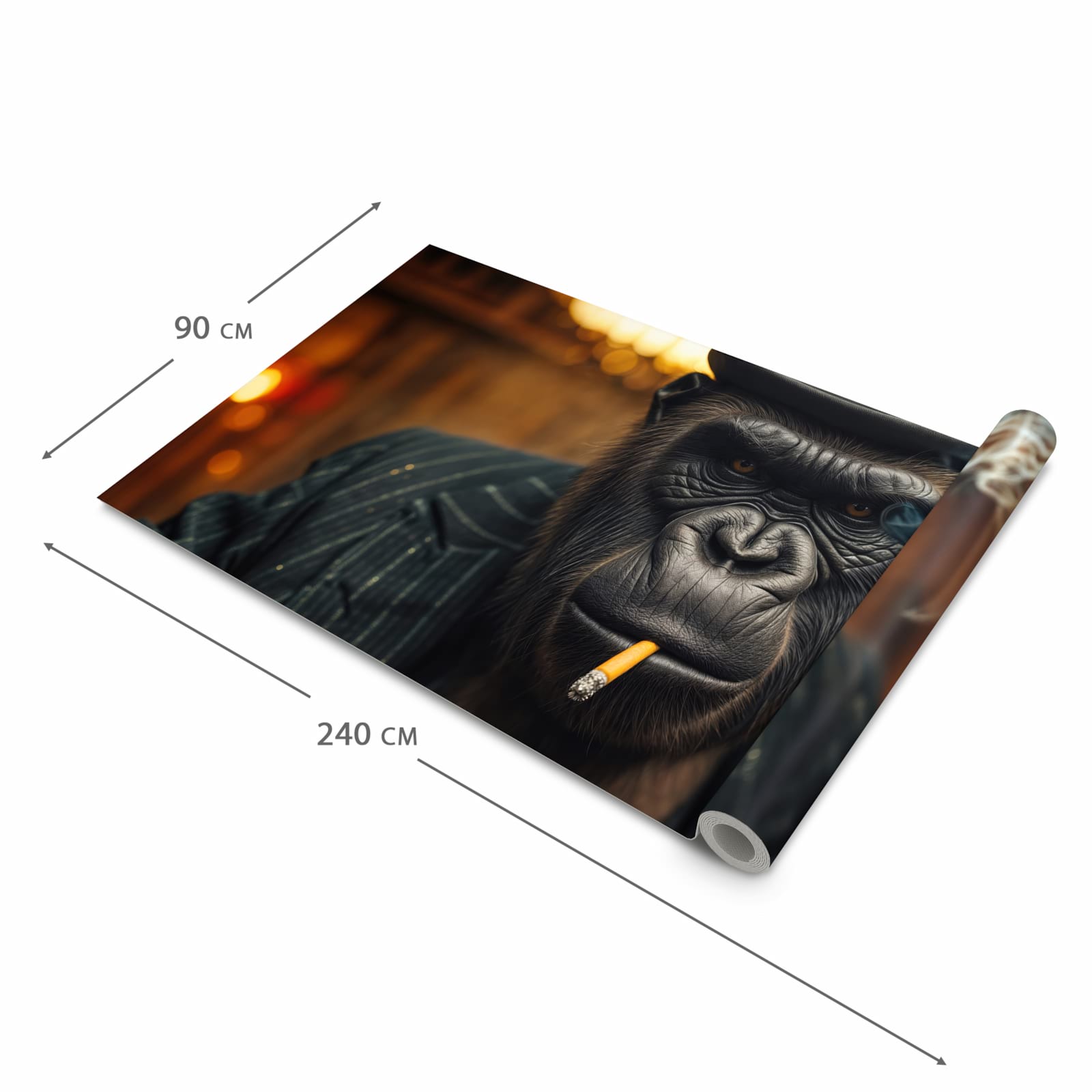 Zeitsparender Küchenteppich mit Motiv Rauchender Gorilla in der Grösse 60x180 cm